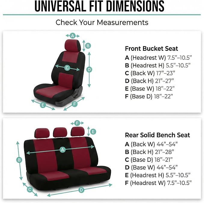 Universal Fabric Seat Covers — Front Seat — Burgundy