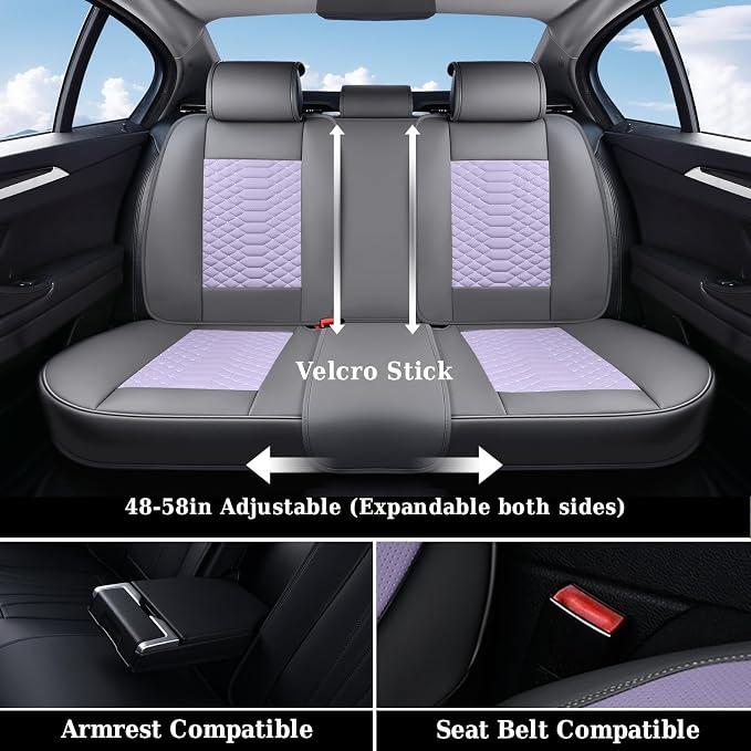 Universal Seat Covers — Full Set — Gray / Purple