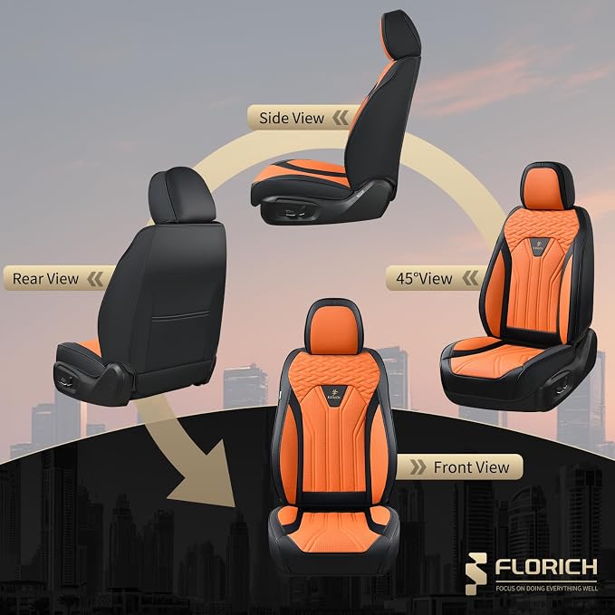 Universal Seat Covers — Full Set — Black / Orange