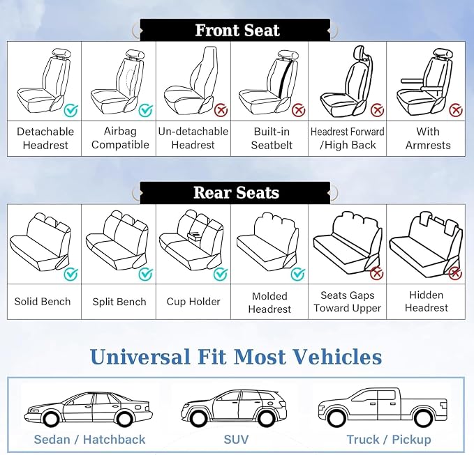 Universal Seat Covers — Front Seat — Black