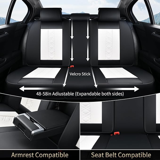 Universal Seat Covers — Full Set — White