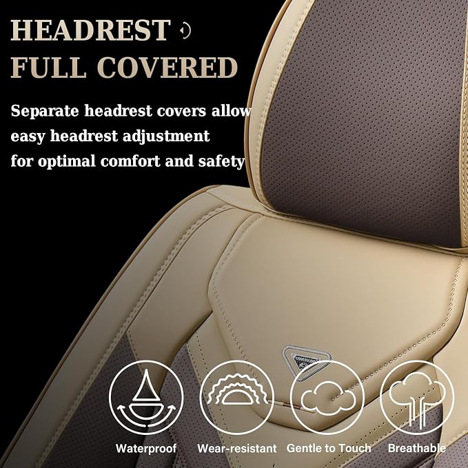 Universal Seat Covers — Full Set — Beige / Coffee