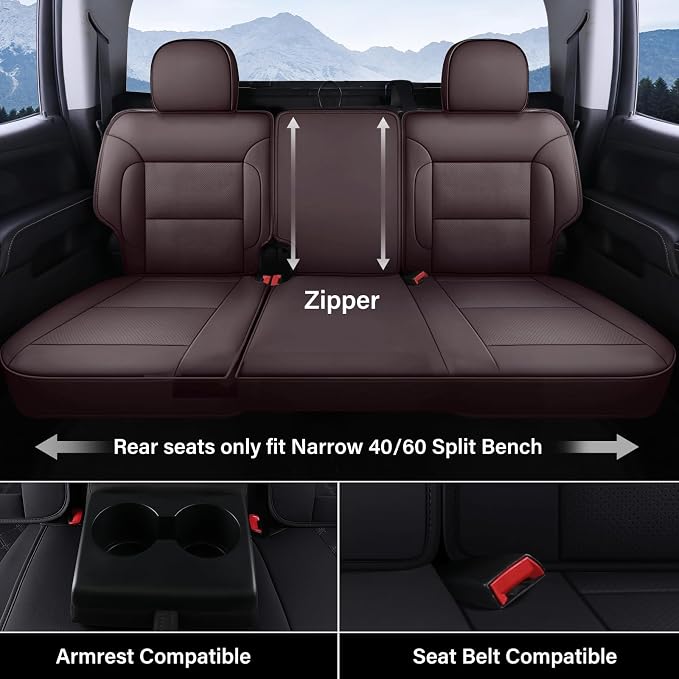 Faux Leather Seat Covers for Chevrolet Silverado / GMC Sierra — Full Set — Brown