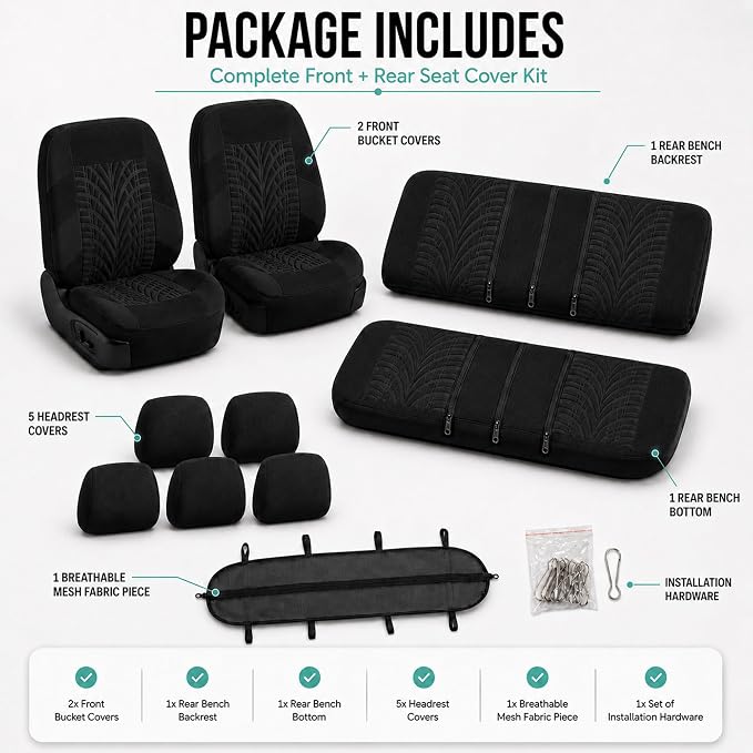 Universal Seat Covers — Full Set — Black