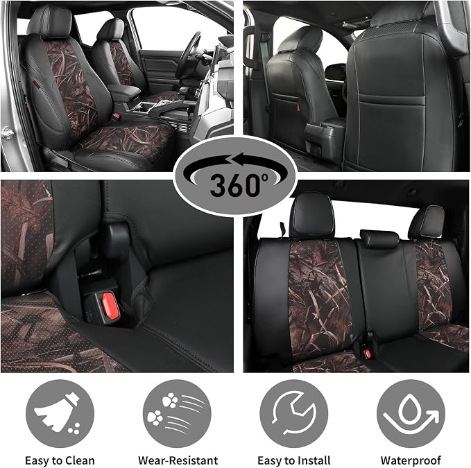 Faux Leather Seat Covers for Toyota Tacoma — Full Set — Black