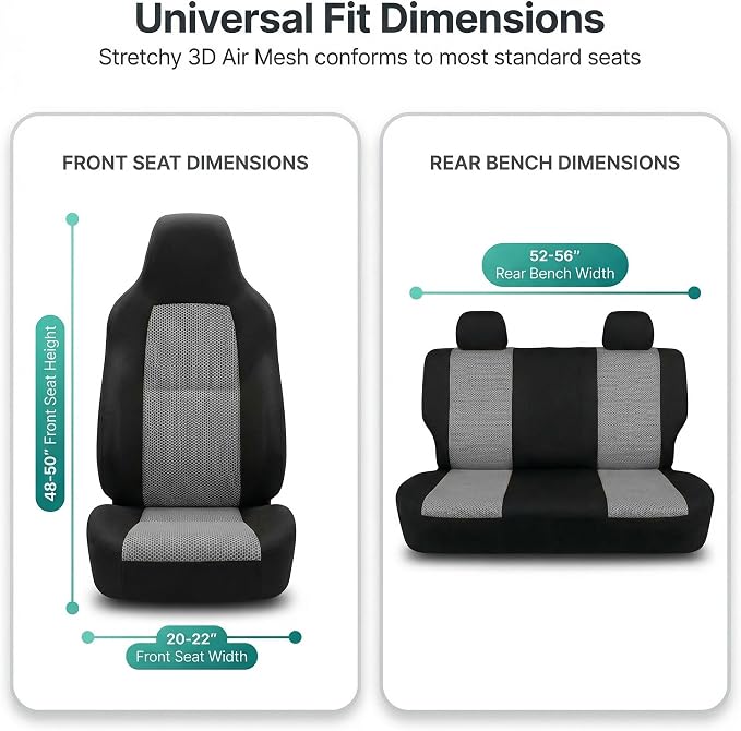Universal Fabric Seat Covers — Front Seat — Gray