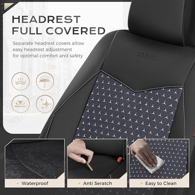 Universal Faux Leather Seat Covers — Full Set — Black