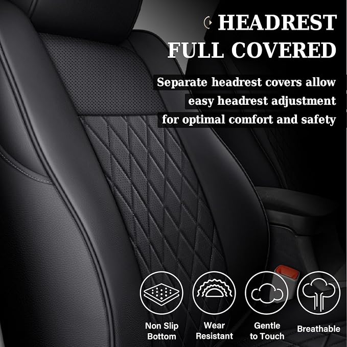 Faux Leather Seat Covers for Toyota Tacoma — Full Set — Black