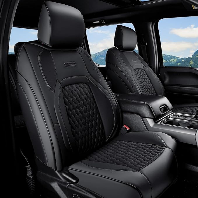 Faux Leather Seat Covers for Chevrolet Silverado / GMC Sierra — Front Seat — Black