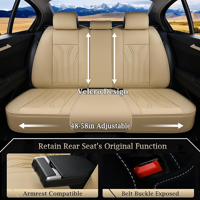 Universal Seat Covers — Rear Seat — Beige