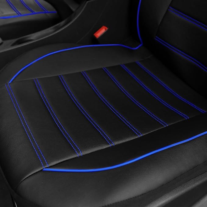 Universal Faux Leather Seat Covers — Front Seat — Blue