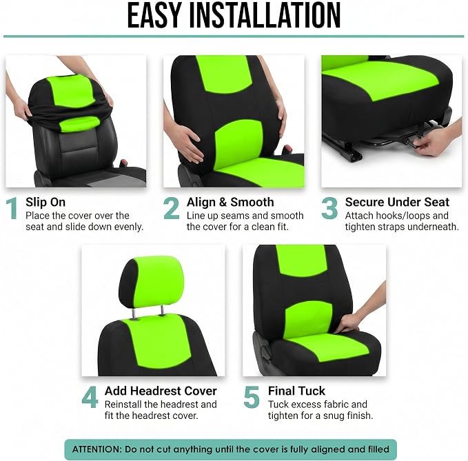 Universal Fabric Seat Covers — Full Set — Green