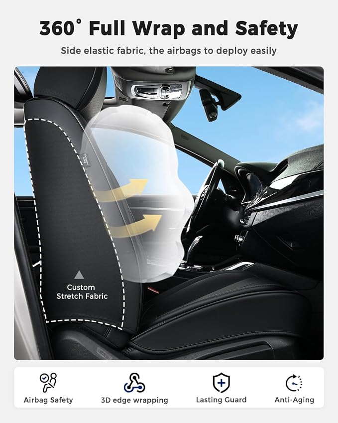 Universal Faux Leather Seat Covers — Front Seat — Black