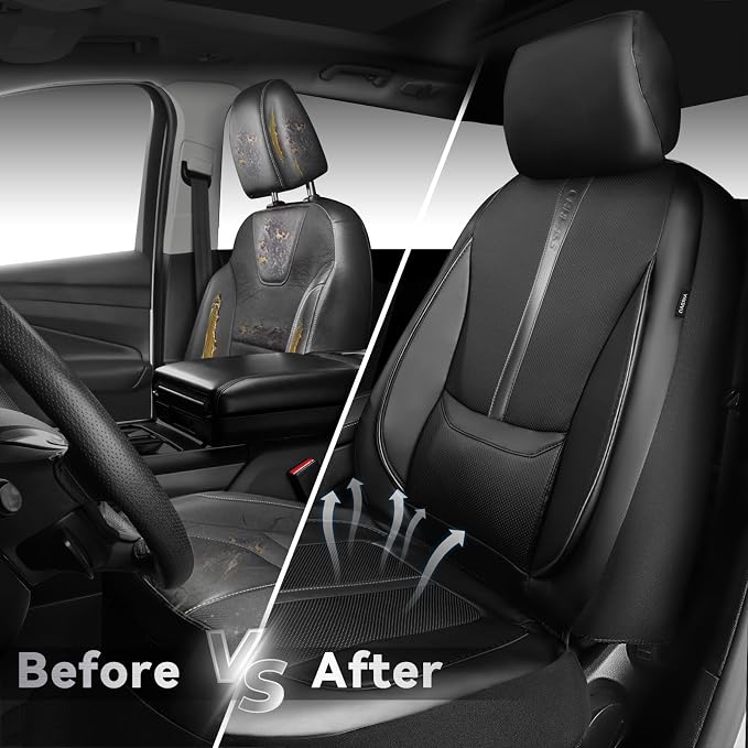 Universal Faux Leather Seat Covers — Front Seat — Gray / Black
