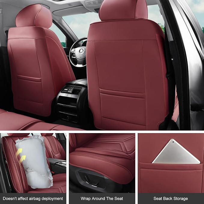 Universal Seat Covers — Full Set — Burgundy / Red
