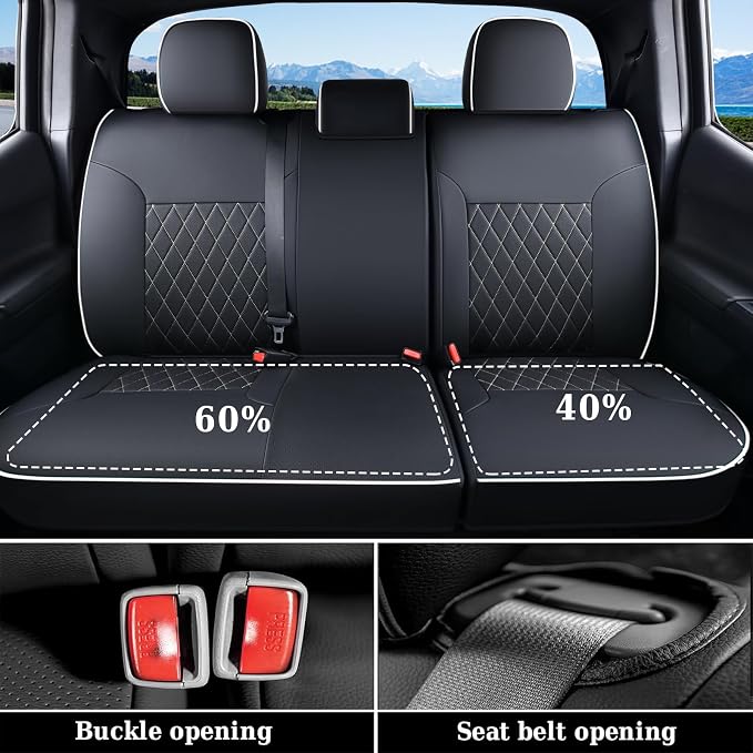 Faux Leather Seat Covers for Toyota Tacoma — Full Set — White