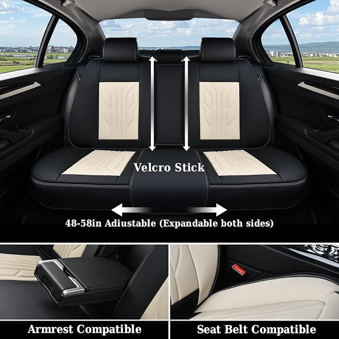 Universal Seat Covers — Full Set — Black / Beige