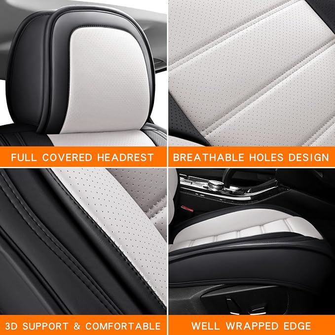 Universal Seat Covers — Full Set — Black / White
