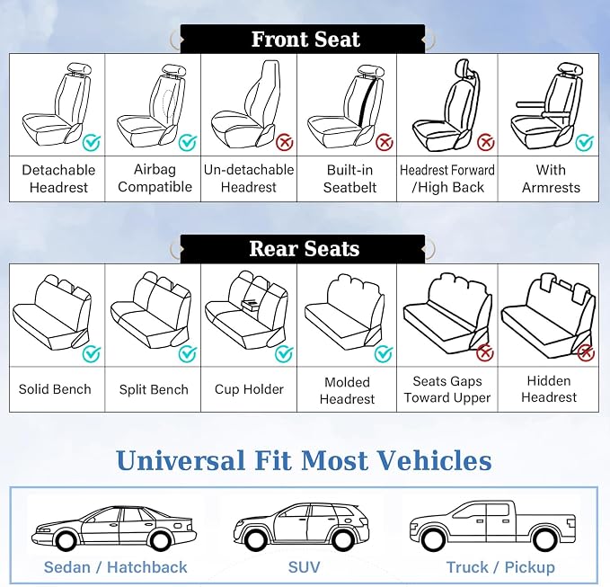 Universal Seat Covers — Full Set — Black