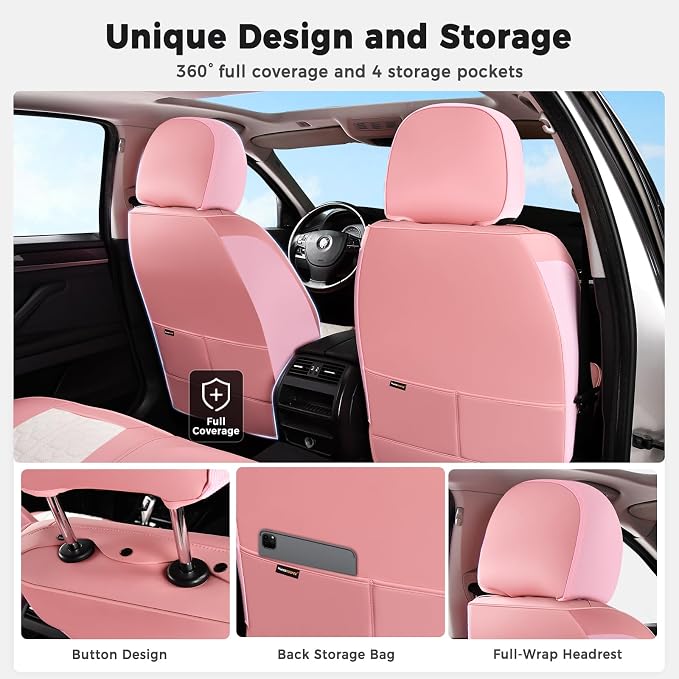 Universal Seat Covers — Front Seat — Pink / White