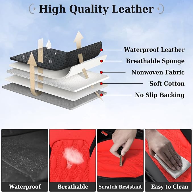 Universal Seat Covers — Full Set — Red