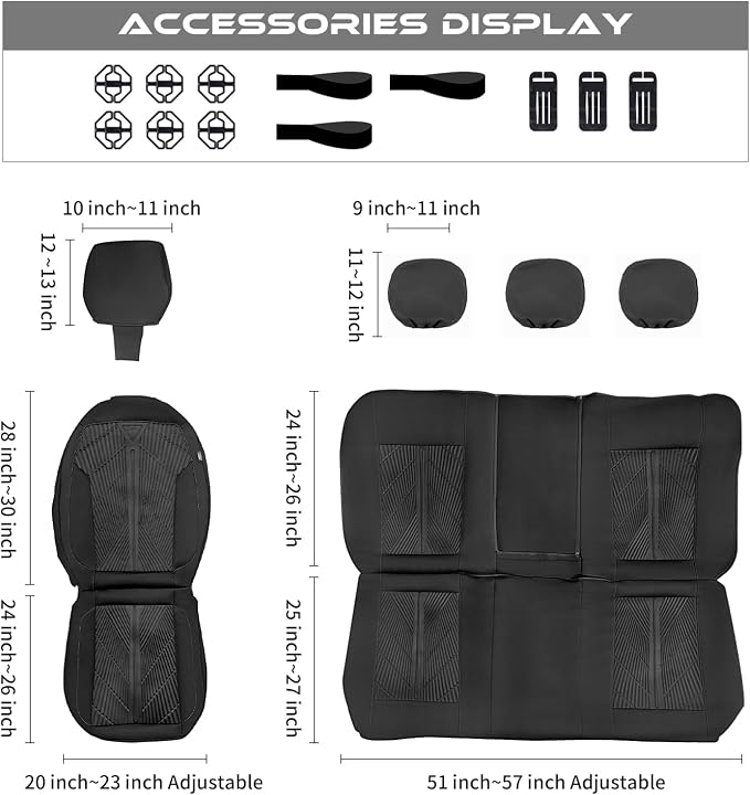 Universal Neoprene Seat Covers — Full Set — Black