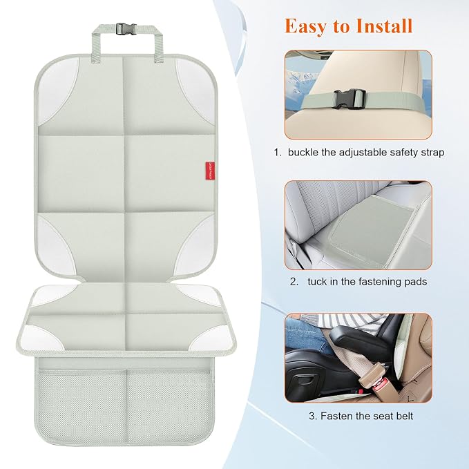 Child Car Seat Protector — Beige / Gray