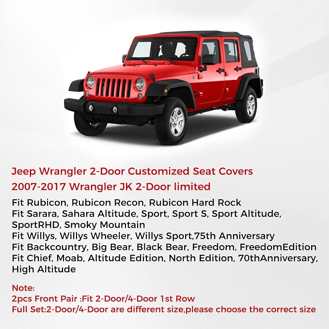 Seat Covers for Jeep Wrangler — Full Set — Black / White