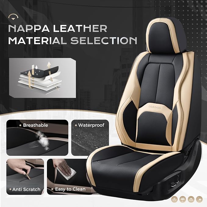 Universal Seat Covers — Front Seat — Black / Beige