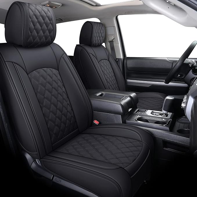 Faux Leather Seat Covers for Toyota Tundra — Front Seat — Black