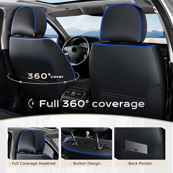 Universal Seat Covers — Front Seat — Black / Blue