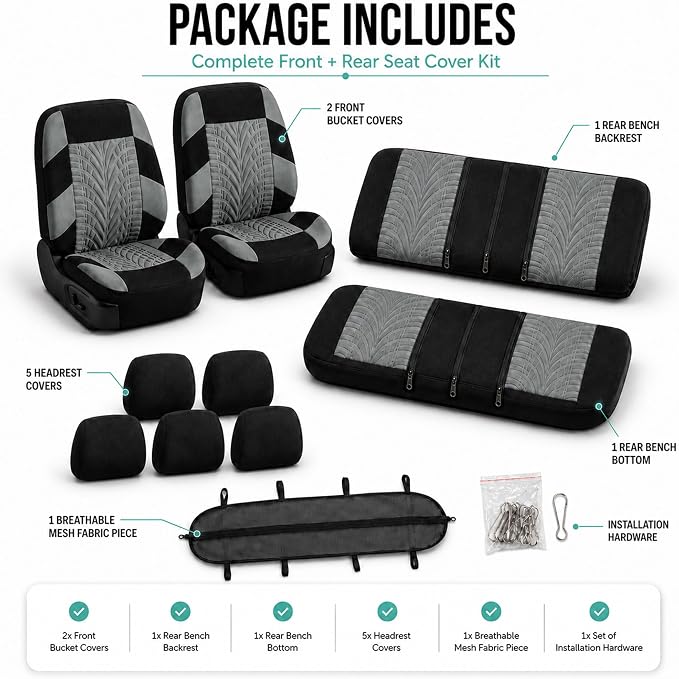 Universal Seat Covers — Full Set — Gray