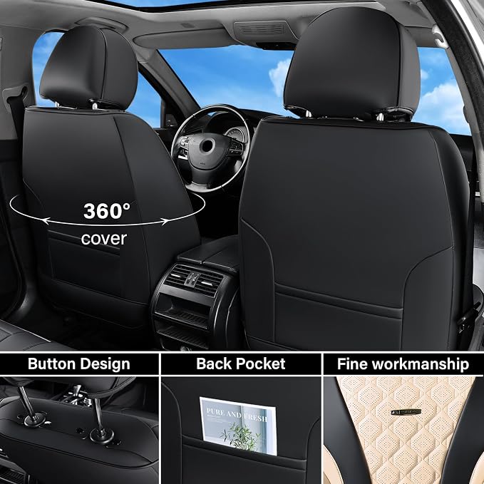 Universal Seat Covers — Front Seat — Black / Beige