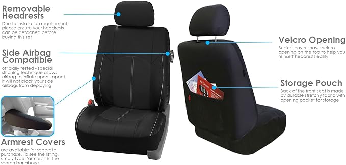 Universal Faux Leather Seat Covers — Black