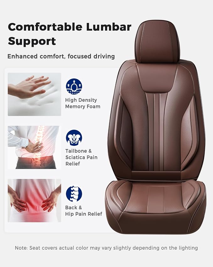 Universal Faux Leather Seat Covers — Coffee