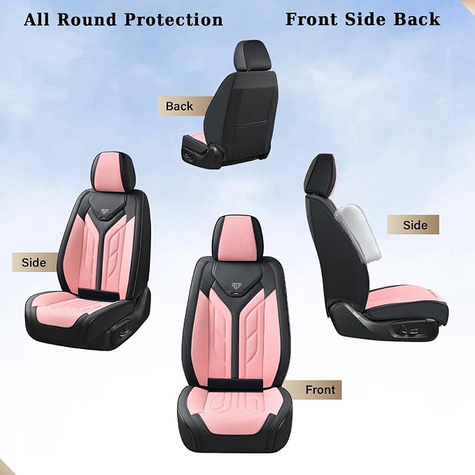 Universal Seat Covers — Full Set — Black / Pink
