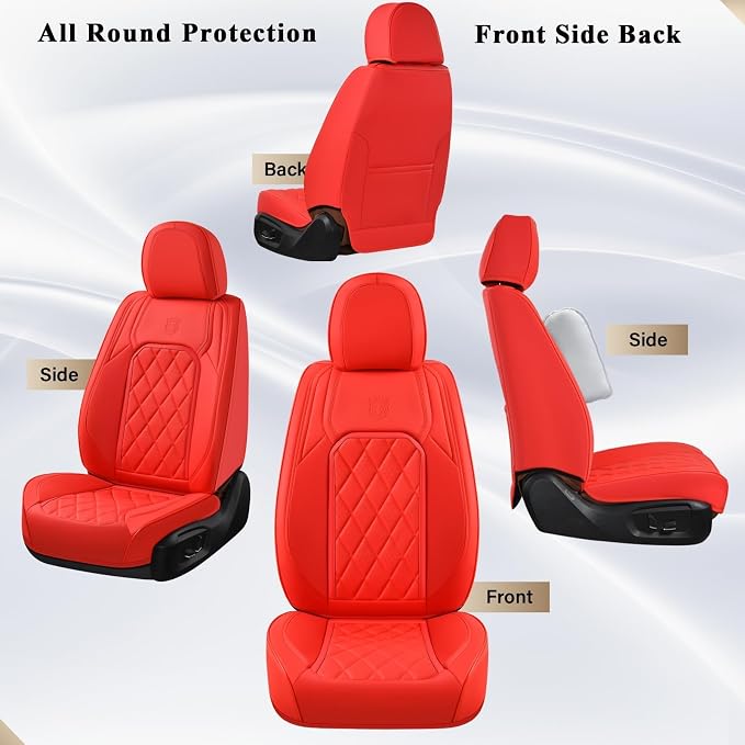 Universal Faux Leather Seat Covers — Front Seat — Red