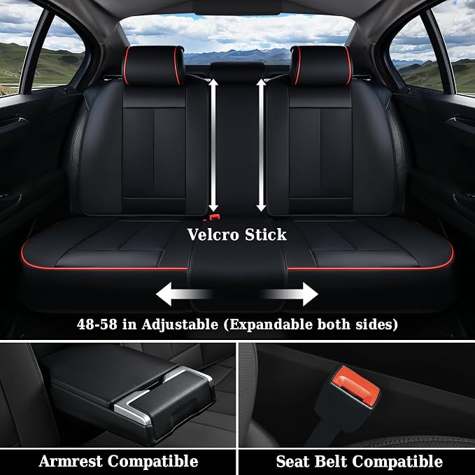 Universal Seat Covers — Full Set — Black / Red