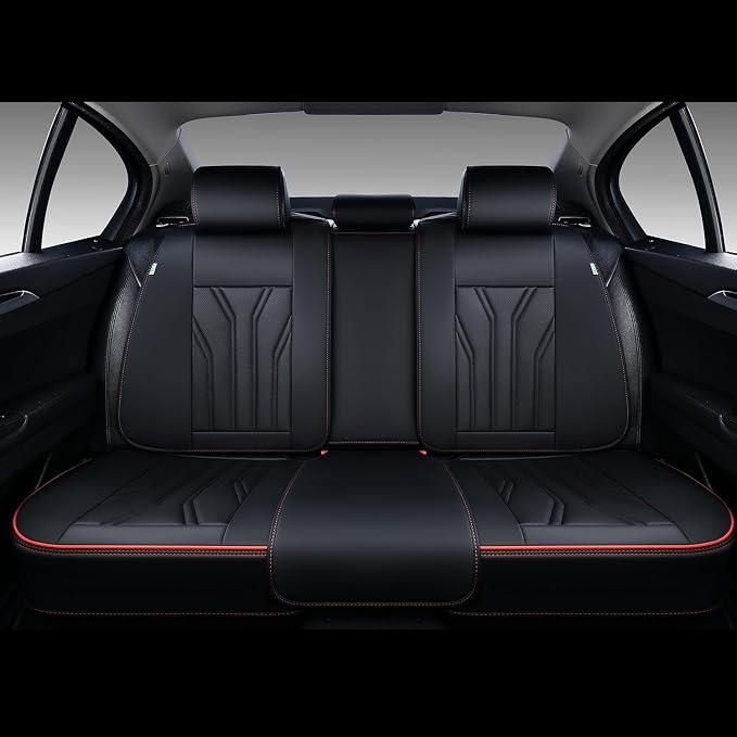 Universal Seat Covers — Full Set — Black / Red