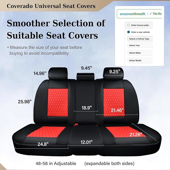Universal Seat Covers — Rear Seat — Black / Red