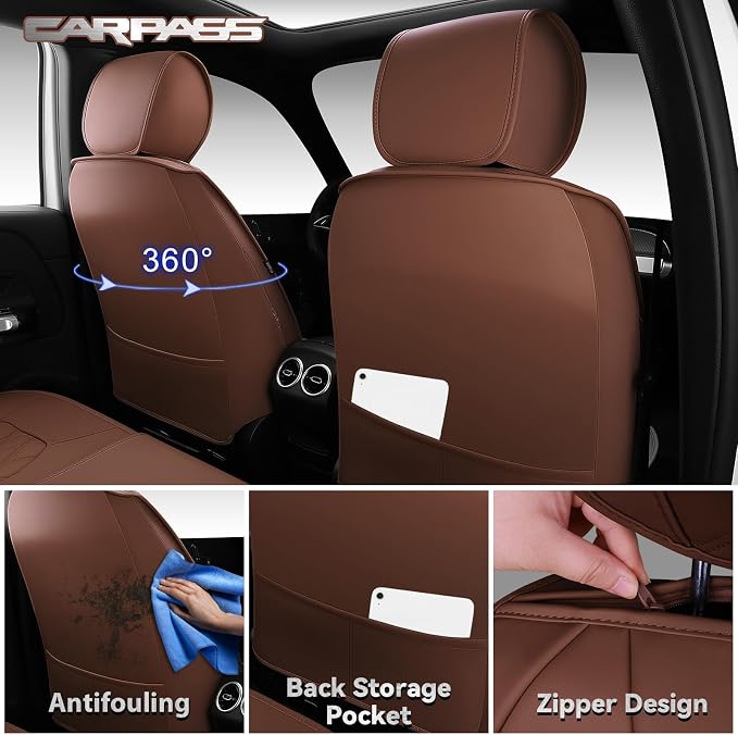 Universal Faux Leather Seat Covers — Full Set — Brown