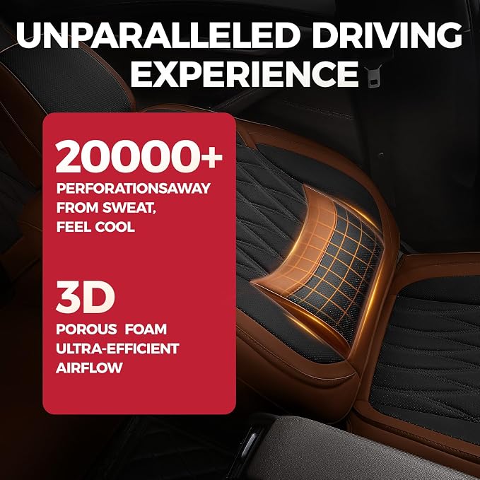 Universal Faux Leather Seat Covers — Full Set — Black / Brown