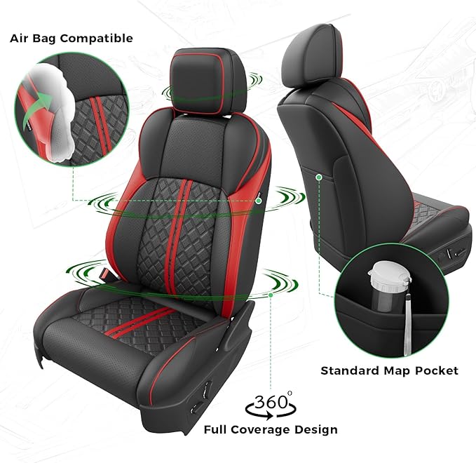 Seat Covers for Toyota Tacoma — Full Set — Black / Red