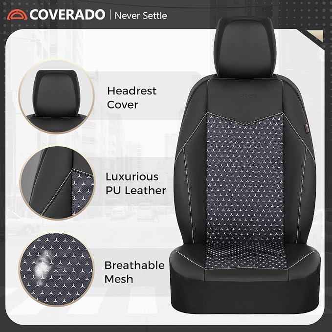 Universal Fabric Seat Covers — Front Seat — Black
