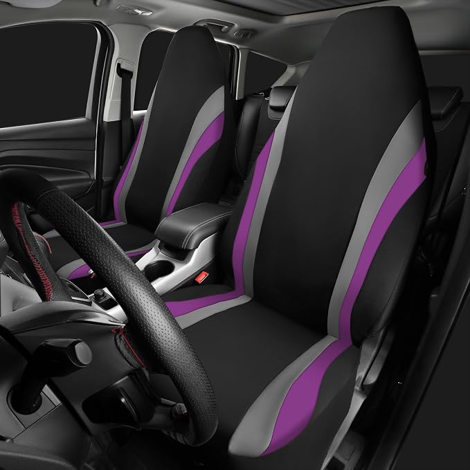 Universal Neoprene Seat Covers — Front Seat — Black / Purple