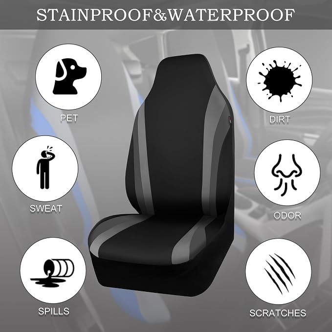 Universal Neoprene Seat Covers — Front Seat — Black / Gray