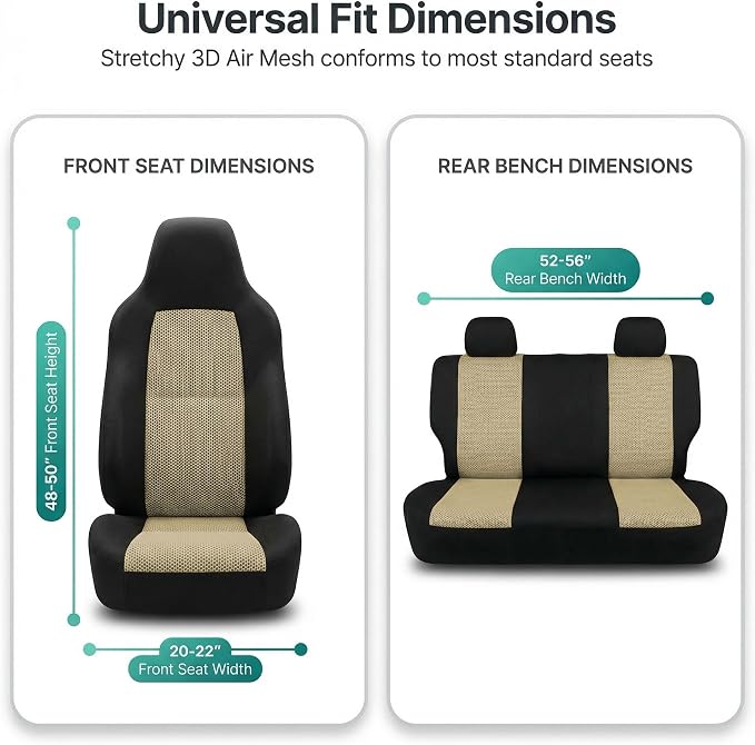 Universal Fabric Seat Covers — Front Seat — Beige