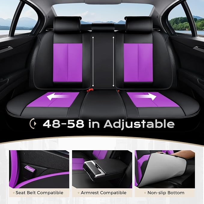 Universal Seat Covers — Full Set — Black / Purple