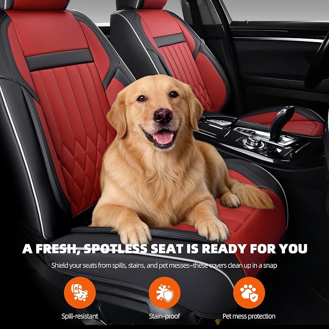 Universal Seat Covers — Full Set — Black / Red