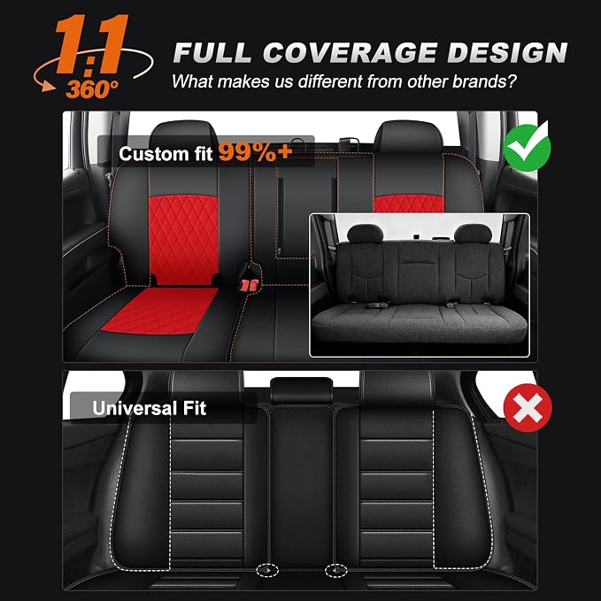 Faux Leather Seat Covers for Chevrolet Silverado / GMC Sierra — Full Set — Black / Red